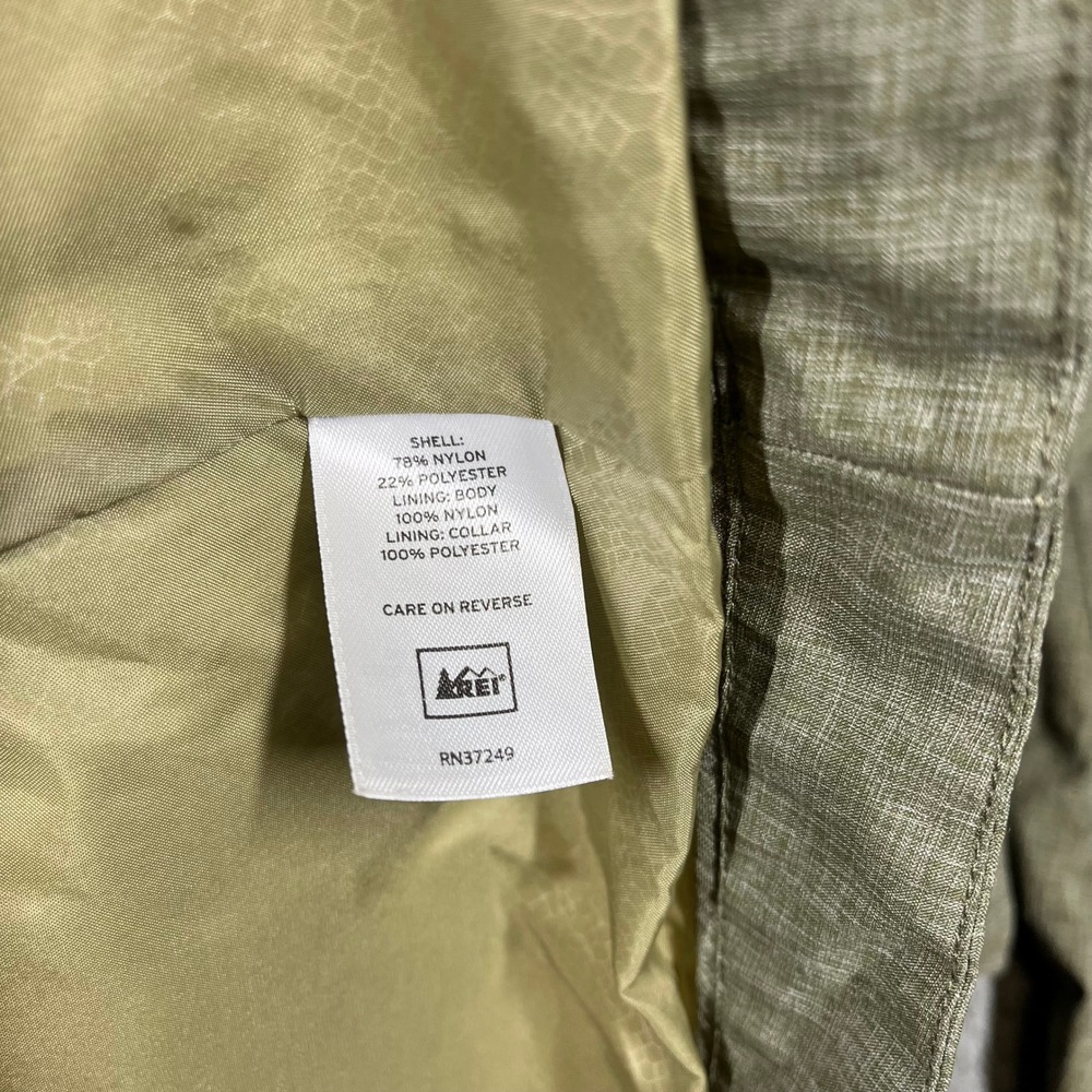 REI Womens Hooded Rain Parka Jacket Green Longline Trench Coat Size L RN37249 - Picture 7 of 12